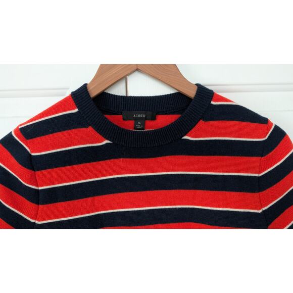 J. Crew Orange and Navy Striped Short Sleeve Sweater Dress - Picture 3 of 6